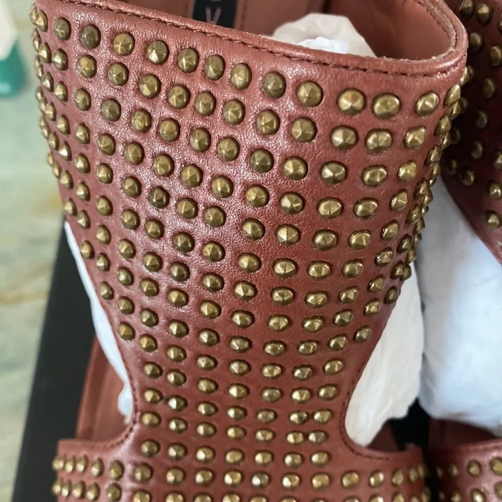 Steven by Steve Madden Carsenn Cognac Studded Leather Heels - Picture 9 of 15